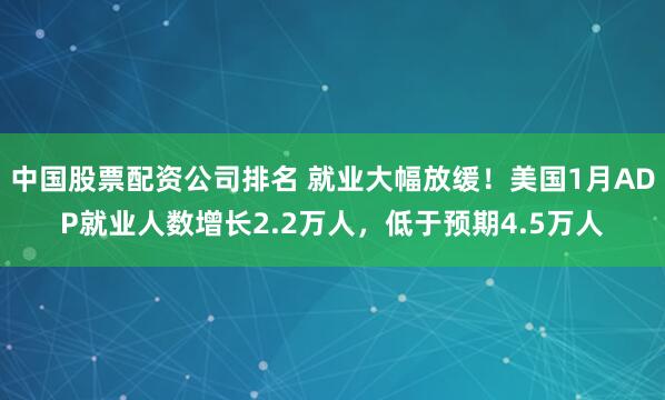 中国股票配资公司排名 就业大幅放缓！美国1月ADP就业人数增长2.2万人，低于预期4.5万人